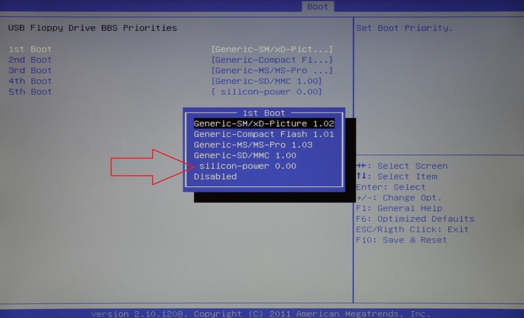 Настройка загрузки с флешки в AMI BIOS