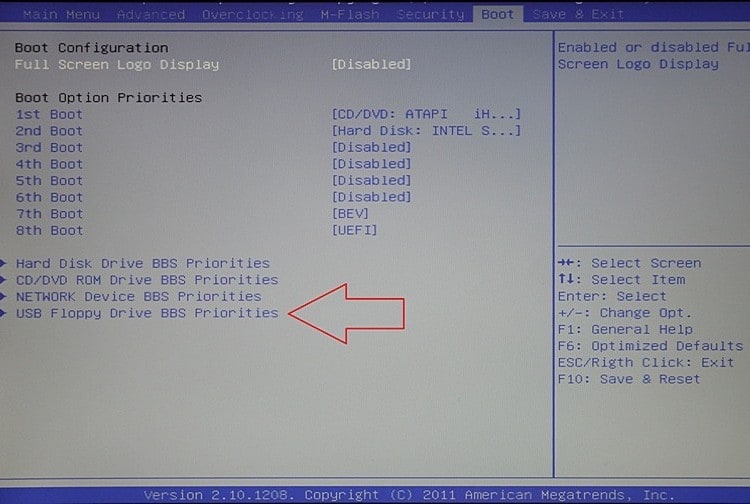 Настройка загрузки с флешки в AMI BIOS