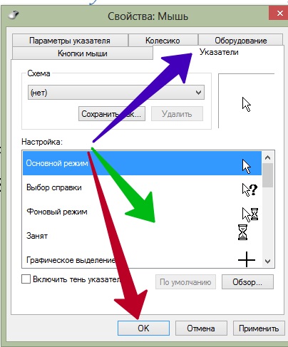 Как изменить указатель мыши