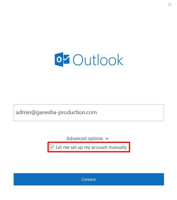 Окно ввода в Outlook 2016
