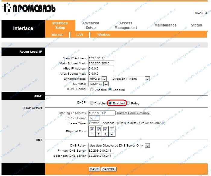 Как настроить модем promotaz M200 и для Byfly через 192.168.1.1