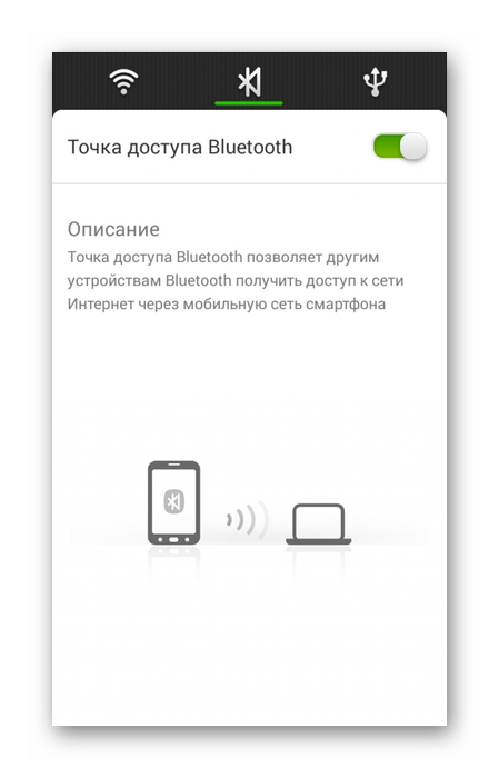 Включение точки доступа Bluetooth на Android