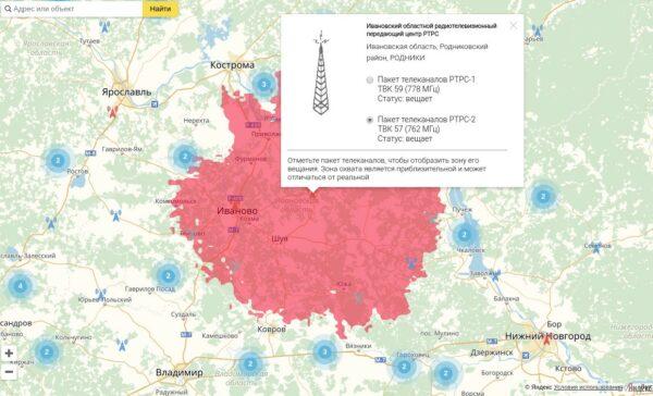 Параметры вышки для ручной настройки 