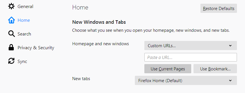 Fx68hompanel-user-defined url