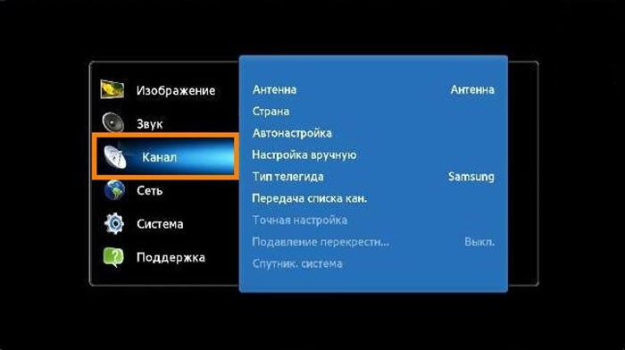 Ручной поиск каналов на телевизоре Самсунг