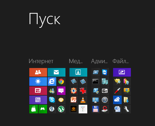 Стартовый экран Windows 8