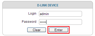 Ввод логина и пароля для входа веб-интерфейс роутера D-Link