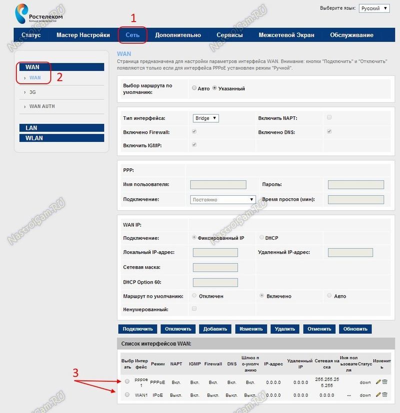 Как настроить интернет Ростелеком Sagemcom f@ st 1744 v2.2