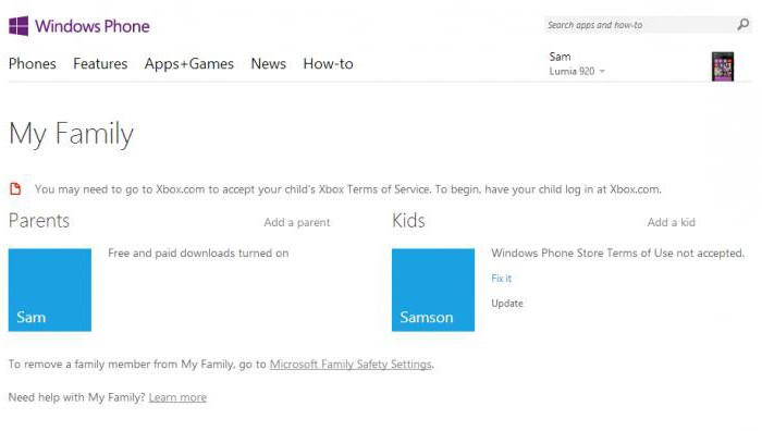 WindowsPhone. com/family моя семья, настроить