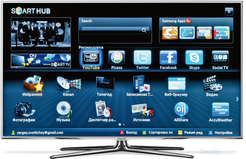 Интеллектуальный интерфейс в телевизорах Samsung