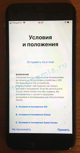 Мы согласны с условиями и положениями Apple