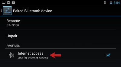 Экран сопряжения Bluetooth