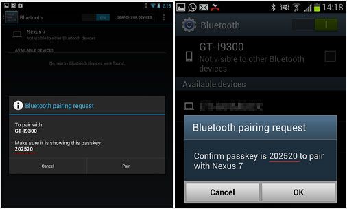 Запрос на подключение Bluetooth