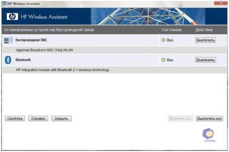 Утилита HP Wireless Assistant
