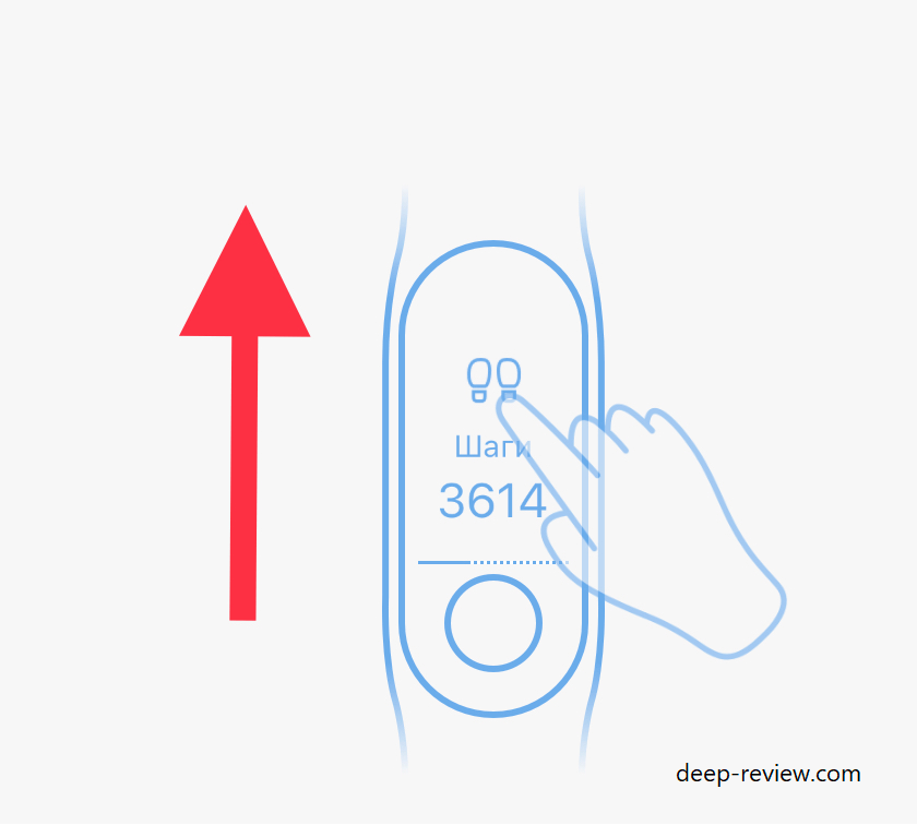 Прокрутка меню Mi Band 3
