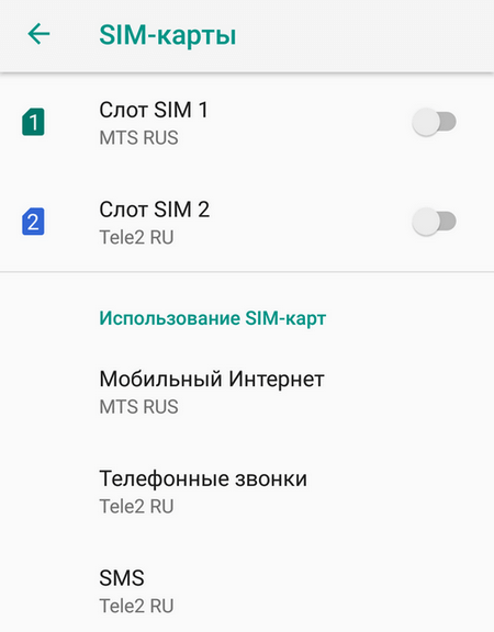 Две SIM- карты в телефоне