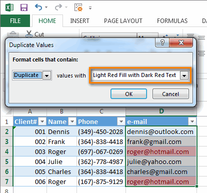 एक्सेल में डुप्लिकेट की स्वचालित हाइलाइटिंग