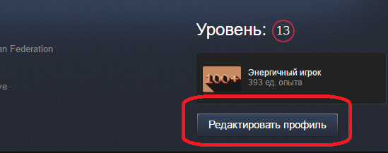 Кнопка информации о профиле Steam