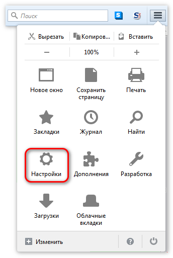 Переход в настройки Tor Browser