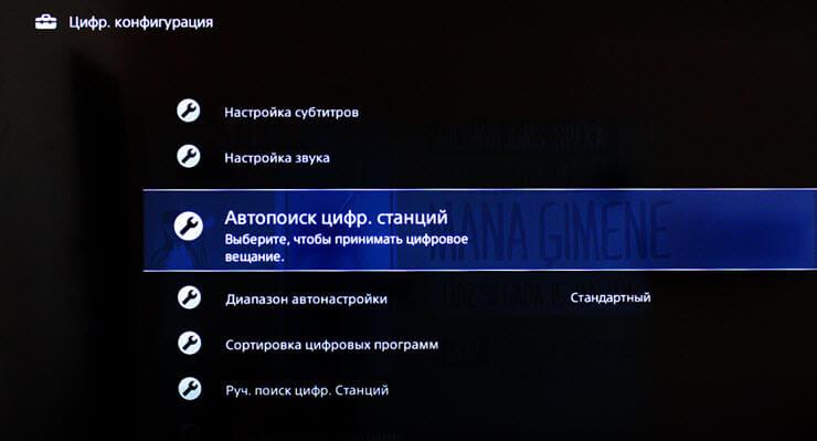  настройка цифровых каналов на Sony
