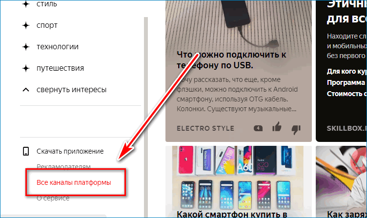 Все каналы Яндекс