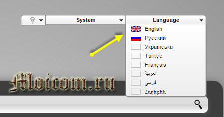 Настройка маршрутизатора WLAN - выбор языка