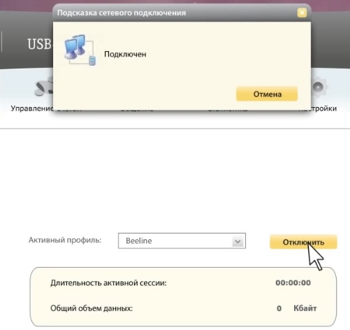 уведомление о подключении интернета билайн модема