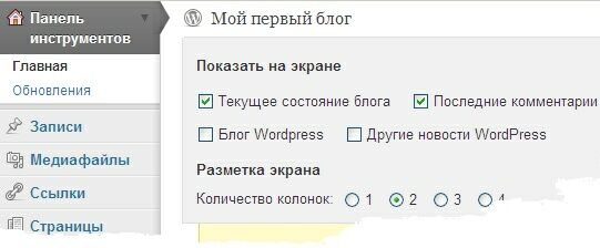 Опции для просмотра панели администратора WordPress